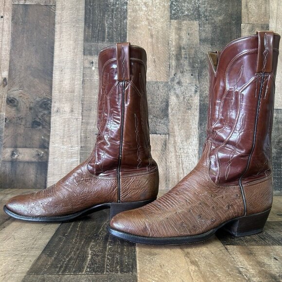 Lucchese Classics D0997 Vintage Smooth Quill Ostrich Cowboy Boots Mens 10.5 D - Picture 1 of 12